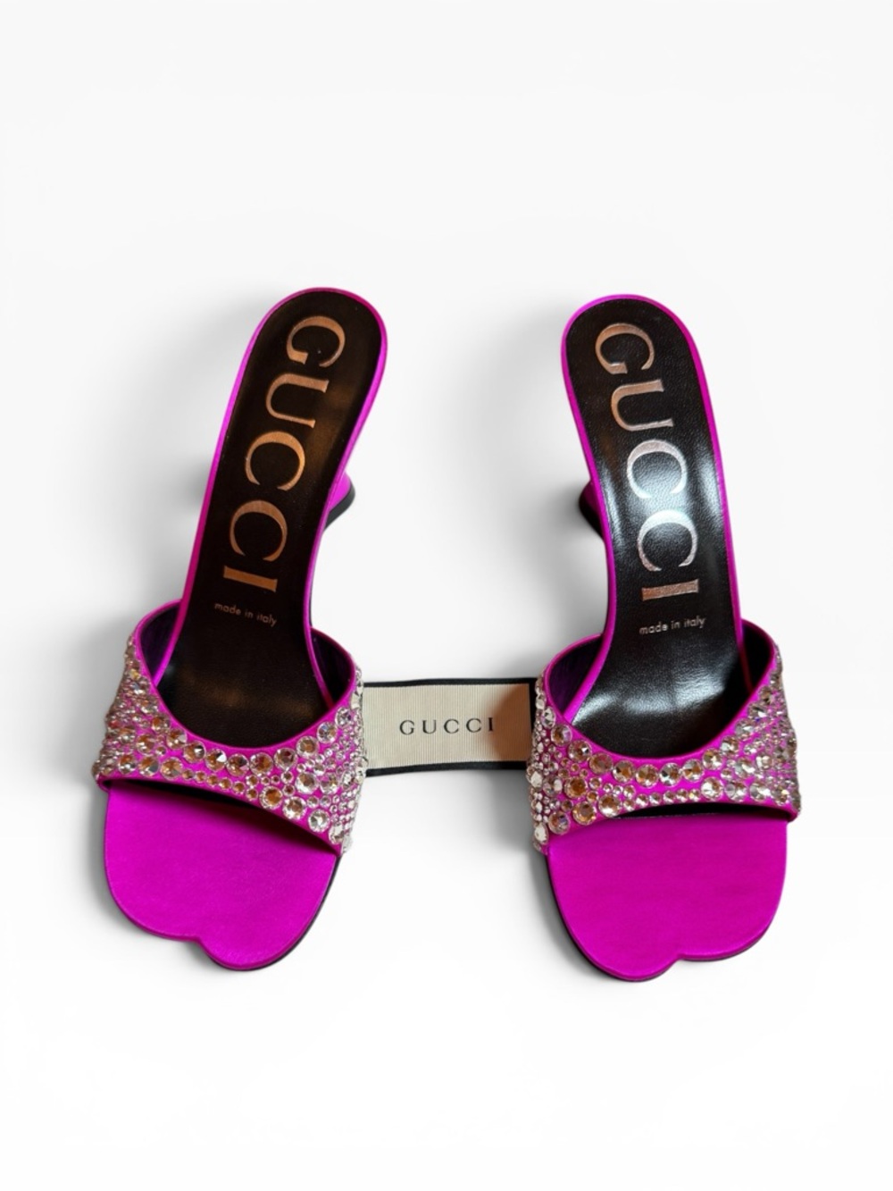 GUCCI Galactica Mules Fuchsia Crystal Embellished Sculptural Heel EU 36.5 US 6.5 - Picture 14 of 16